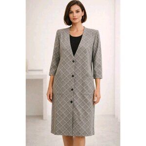 Vtg 80s Ellen Hart One Piece Dress & Blazer Jacket Minimalist Pockets 15/16